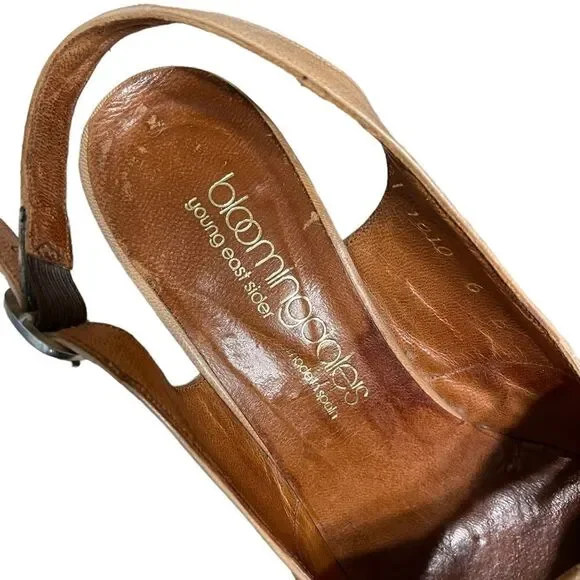 Vintage Beige Leather Heeled Slingback Sandals - Bloomingdale’s - Picture 5 of 10